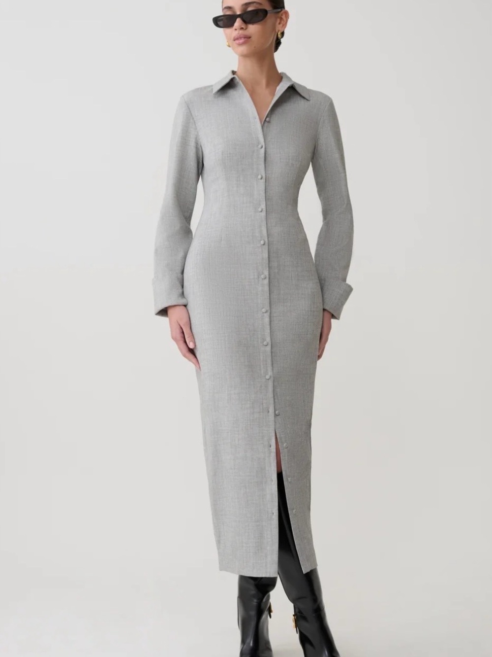 Meshki Fitted Shirt Midi Dress